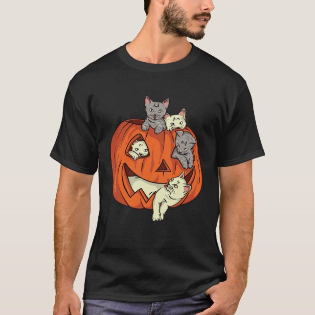 Cat Pumpkin Jack O Lantern Cat Halloween Costume B T Shirt (Framsida)