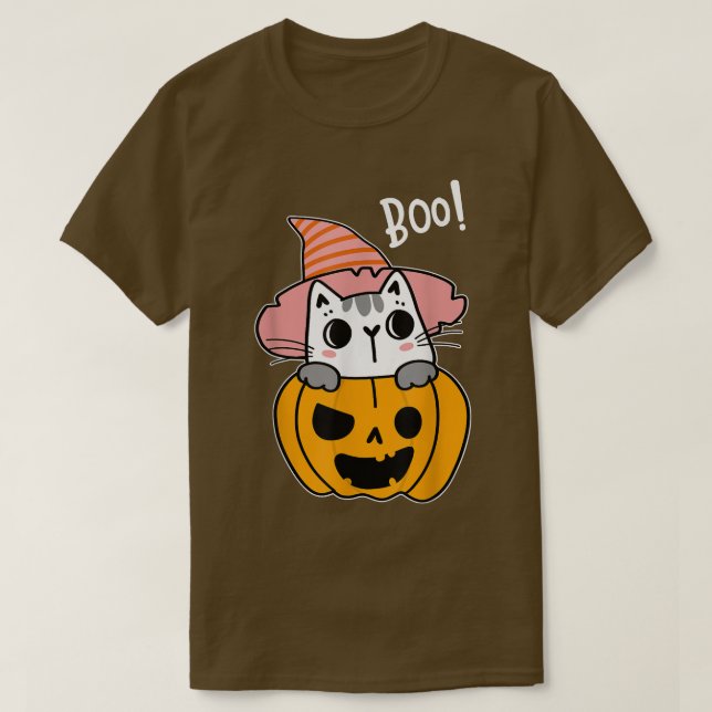 Cat Pumpkin Lazy Halloween Costume Cute Kattunge K T Shirt (Design framsida)
