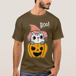 Cat Pumpkin Lazy Halloween Costume Cute Kattunge K T Shirt