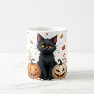 cat pumpkin magisk mugg