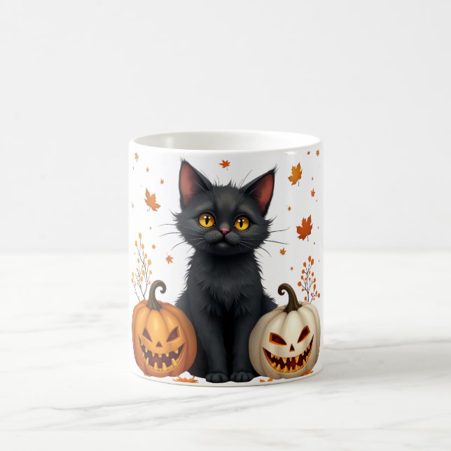 cat pumpkin magisk mugg (Center)