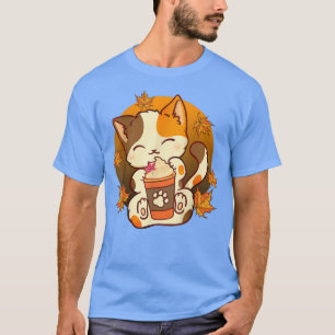 Cat Pumpkin Spice Season Anime Kawaii Neko for Gir T Shirt