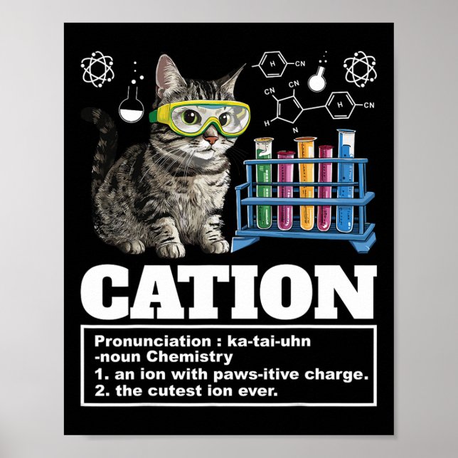 Cat Pun Cat Cat, Humor Chemistry Science Teacher C Poster (Framsidan)