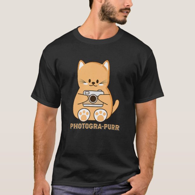 Cat Pun Photographer T Shirt (Framsida)