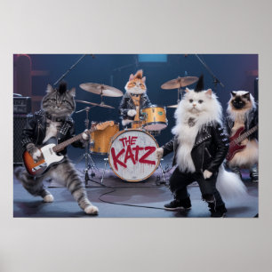Cat Punk Sten Band Poster