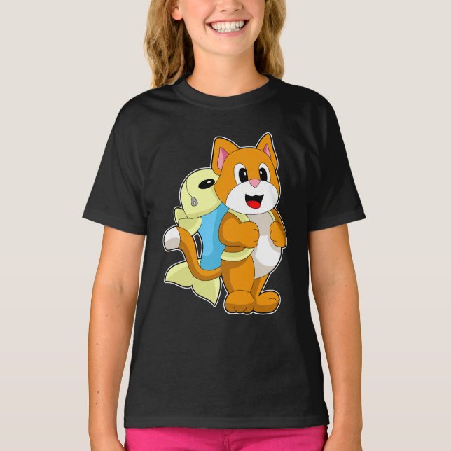 Cat Pupil Fish School T Shirt (Framsida)