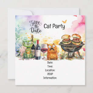 Cat Purr-fitt Quirky Cat Party Inbjudningar