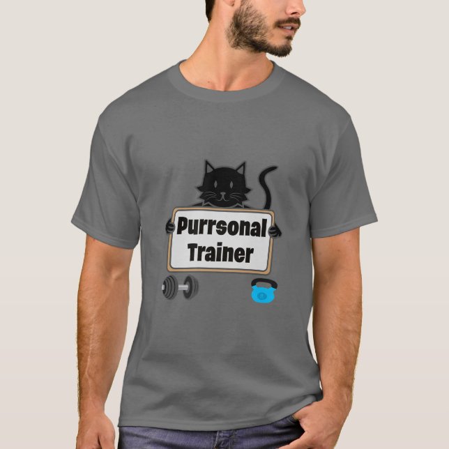 Cat Purr Gym Personal Trainer Exercise Fitness Tra T Shirt (Framsida)