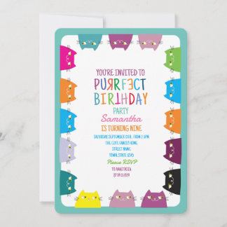 Cat Purrfect-Födelsedagsfest Inbjudningar