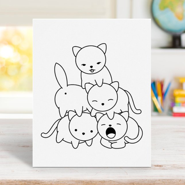 Cat Pyramid - Group of Cats Coloring Page Poster (Skapare uppladdad)
