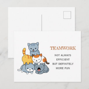 Cat Pyramid - Group of Cats Teamwork Quote Vykort