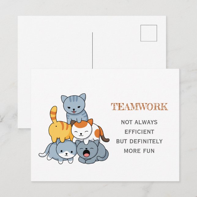 Cat Pyramid - Group of Cats Teamwork Quote Vykort (Fram/baksida)