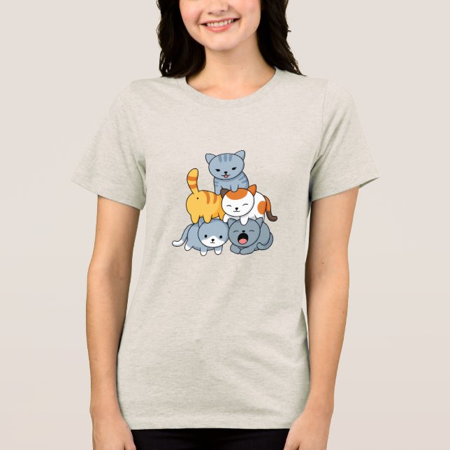 Cat Pyramid - Grupp av katter T Shirt (Framsida)