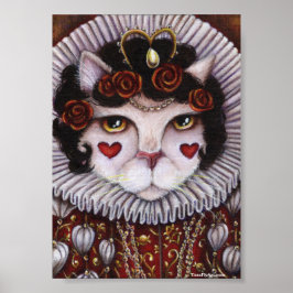 Cat Queen of Hearts Alice Wonderland Royalty Art Poster