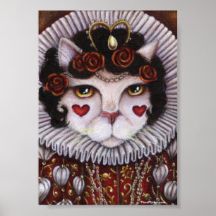 Cat Queen of Hearts Alice Wonderland Royalty Art Poster