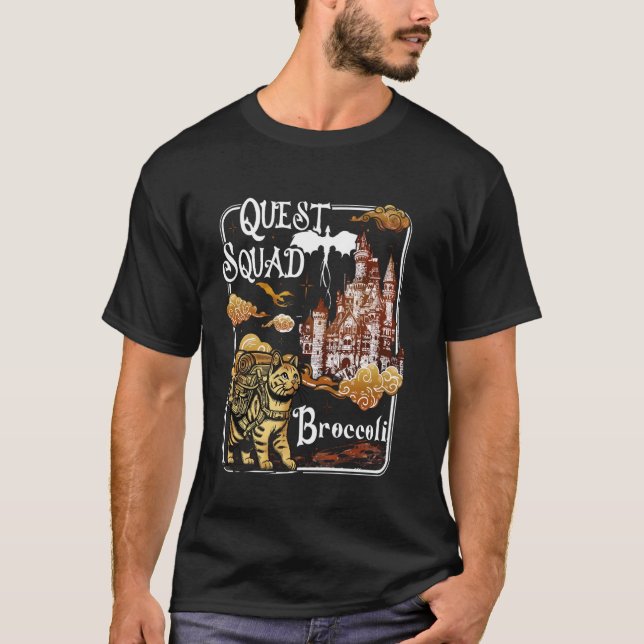 Cat Quest Squad Broccoli T Shirt (Framsida)