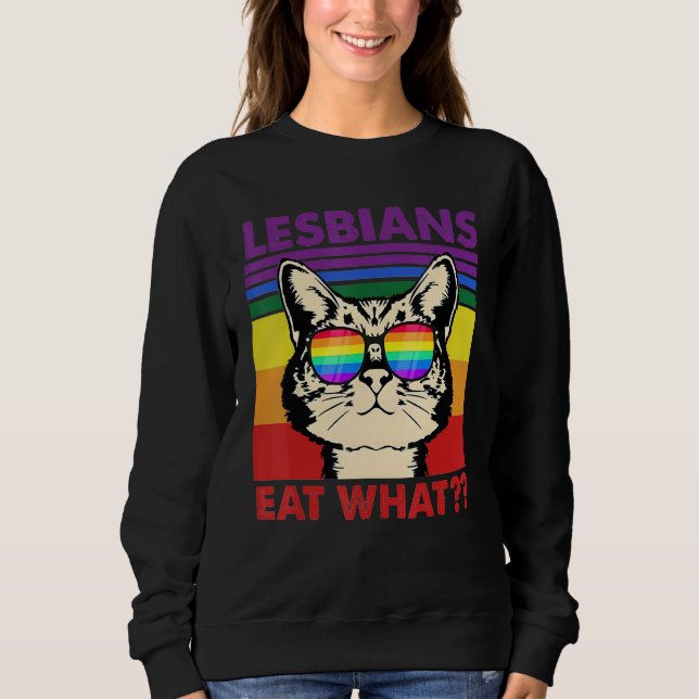Cat Quote Lesbians Eat What Sarcastic Lesbian Kitt T Shirt (Framsida)