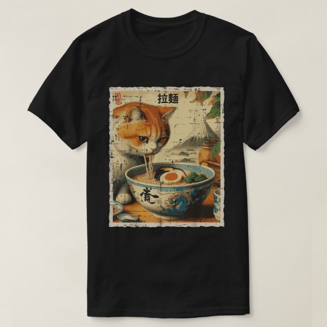 Cat Ra Noodle jape Kawaii Cats T Shirt (Design framsida)