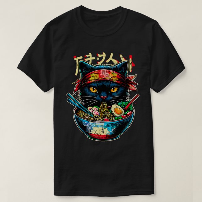 Cat Ra Noodle jape Kawaii Cats T Shirt (Design framsida)