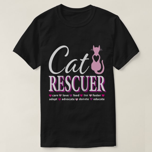 Cat Rädding Gift Feral Kittens hemlösa katter Shel T Shirt (Design framsida)