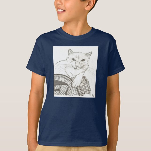 Cat Ragdoll Porträtt Kids Mörk T-Shirt (Framsida)