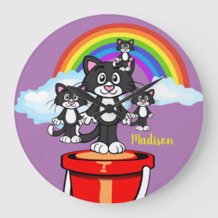 Cat Rainbow Clouds klocka