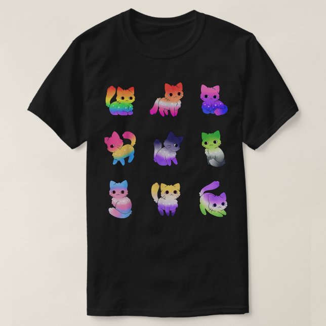 Cat Rainbow Gay pride Cute LGBT Pride Animal Pet L T Shirt (Design framsida)