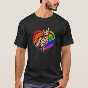 Cat Rainbow Heart Animal Gay Lesbisk Pride Lgbt T Shirt