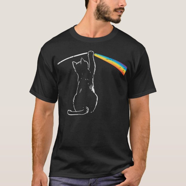 Cat Rainbow Light Coola Prism Science Spectral Man T Shirt (Framsida)