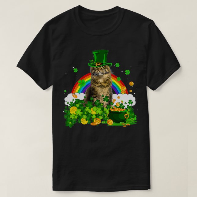 Cat Rainbow Shamrock St Patricks Day Meowy Irish G T Shirt (Design framsida)