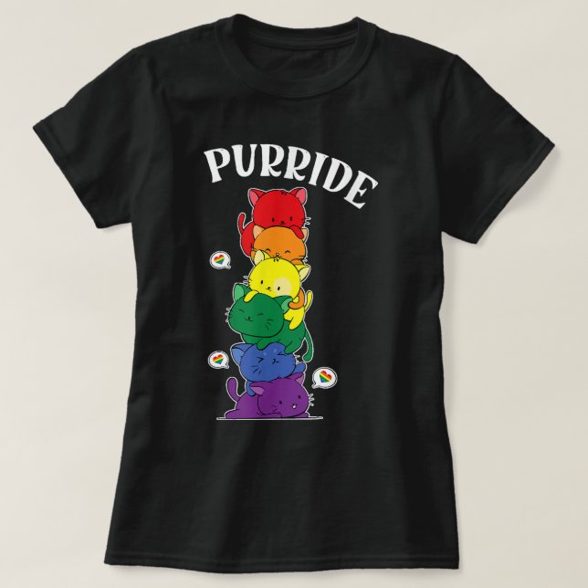Cat Rainbow Sunglasses Gay Funny Pride LGBTQ Manar T Shirt (Design framsida)