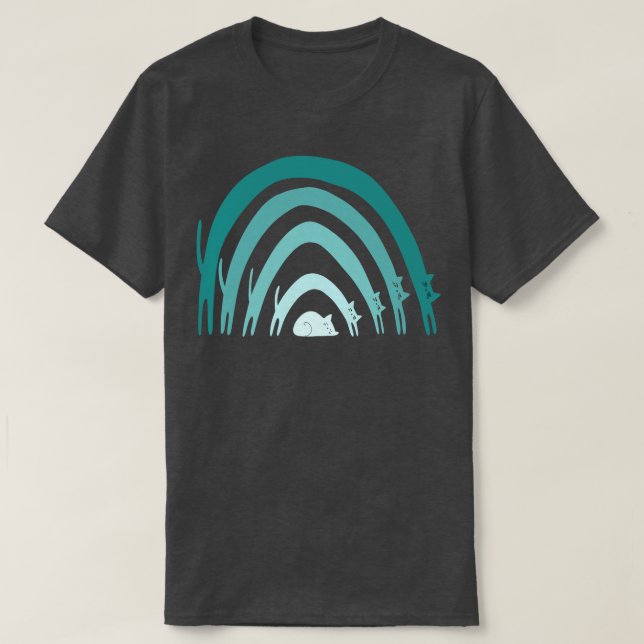 Cat Rainbows Blues T Shirt (Design framsida)