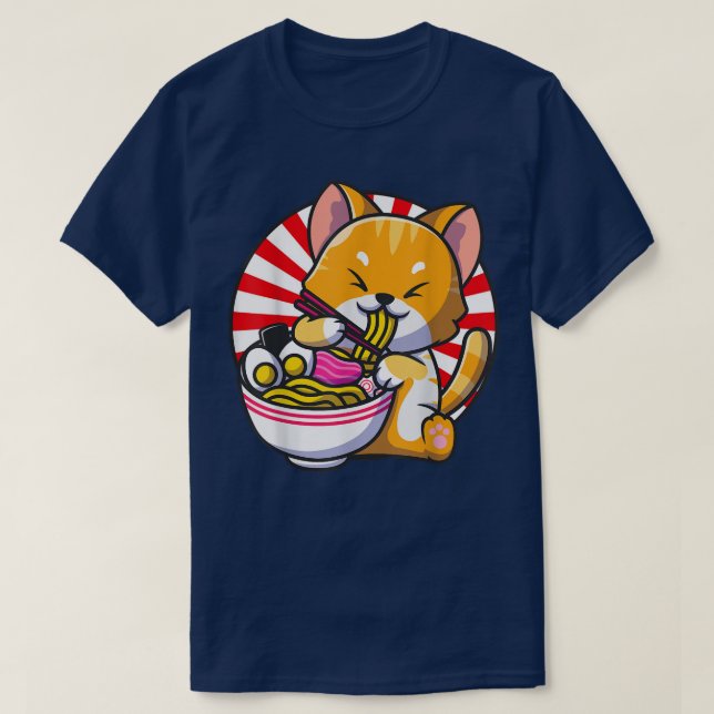 Cat Ramen Bowl Anime Japanese Noodles Kawaii Neko  T Shirt (Design framsida)
