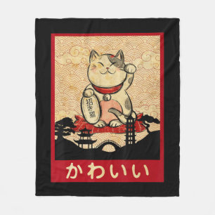 Cat Ramen Bowl Anime Japansk Noodles Kawaii Neko Fleecefilt