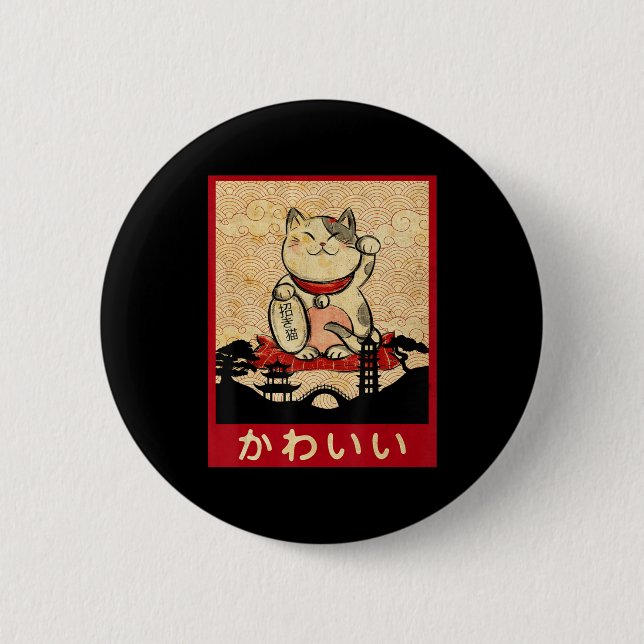 Cat Ramen Bowl Anime Japansk Noodles Kawaii Neko Knapp (Framsida)