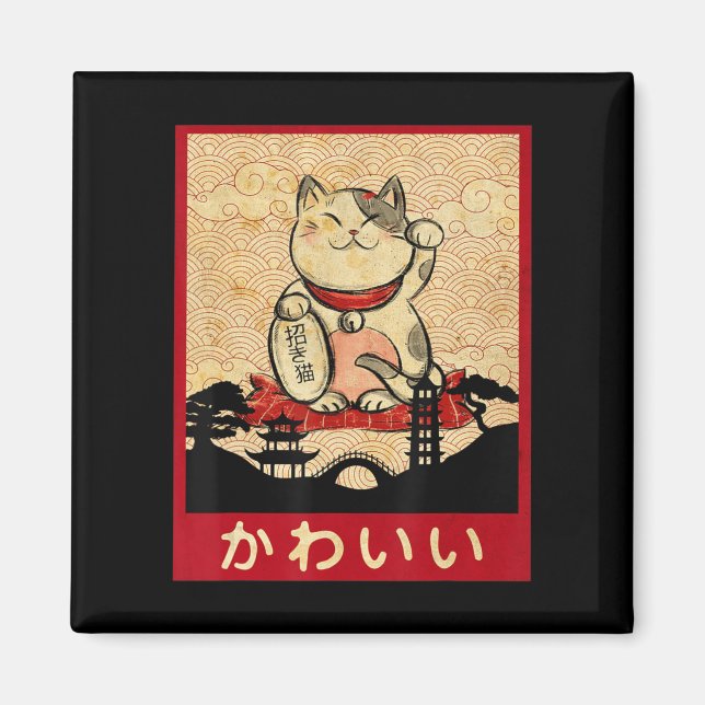 Cat Ramen Bowl Anime Japansk Noodles Kawaii Neko Magnet (Framsidan)