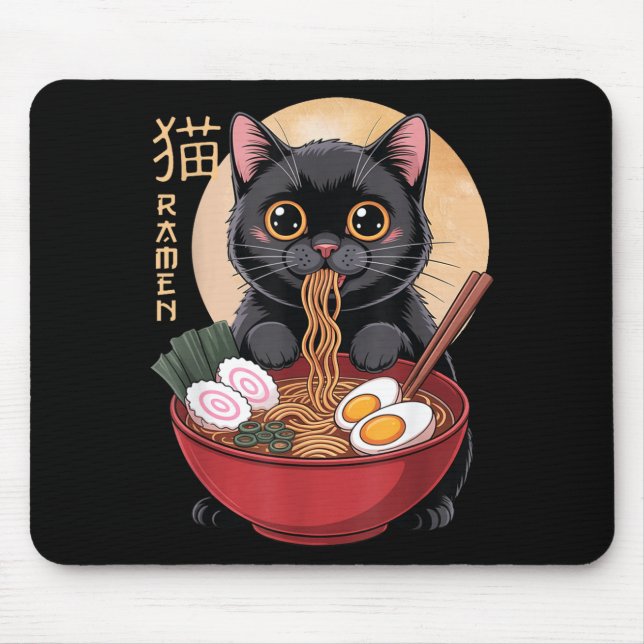 Cat Ramen Funny Graphic Tees Japanese Kawaii Cat A Musmatta (Framsidan)
