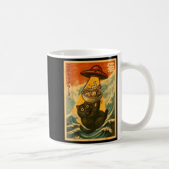 Cat Ramen Funny Japanese Anime Ufo Men Women Teen  Kaffemugg (Höger)