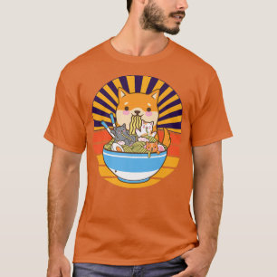 Cat Ramen Hund Shiba Inu Japanska Kawaii Cute Anim T Shirt