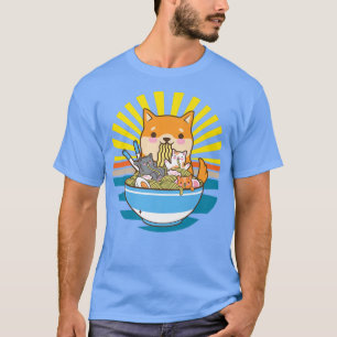Cat Ramen Hund Shiba Inu Japanska Kawaii Cute Anim T Shirt