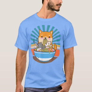 Cat Ramen Hund Shiba Inu Japanska Kawaii Cute Anim T Shirt
