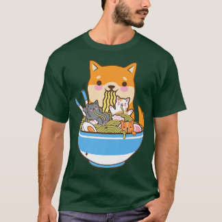 Cat Ramen Hund Shiba Inu Japanska Kawaii Cute Anim T Shirt