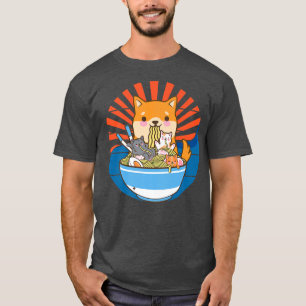 Cat Ramen Hund Shiba Inu Japanska Kawaii Cute Anim T Shirt