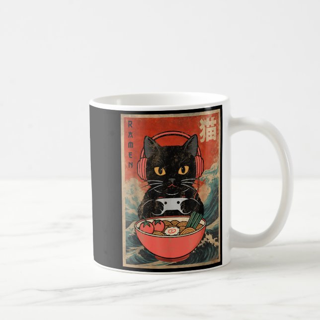 Cat Ramen Japanese Funny Graphic Kawaii Anime  Kaffemugg (Höger)