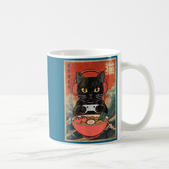 Cat Ramen Japanese Funny Graphic Kawaii Anime  Kaffemugg (Höger)