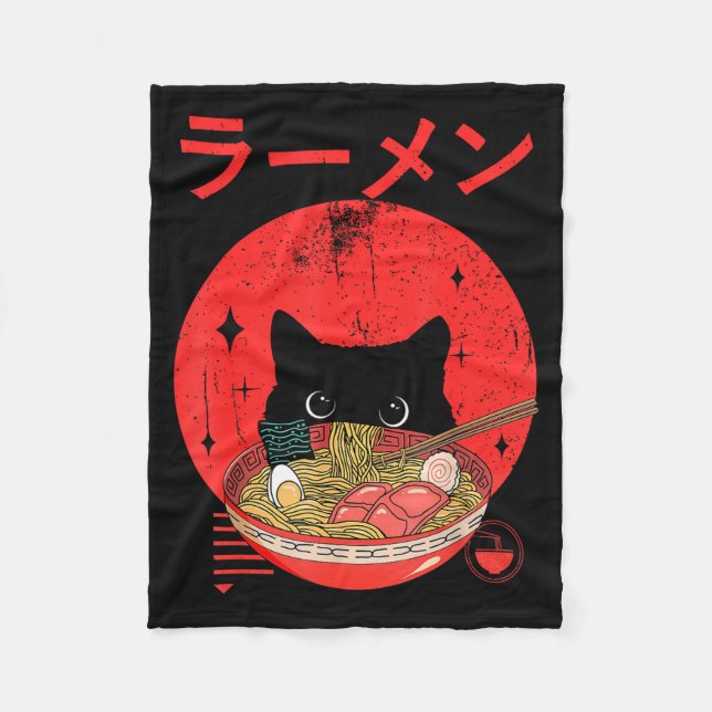 Cat Ramen Japanese Funny Graphic Tees Kawaii Cat A Fleecefilt (Framsidan)