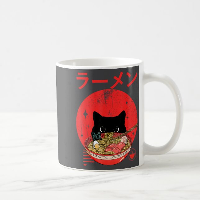 Cat Ramen Japanese Funny Graphic Tees Kawaii Cat A Kaffemugg (Höger)