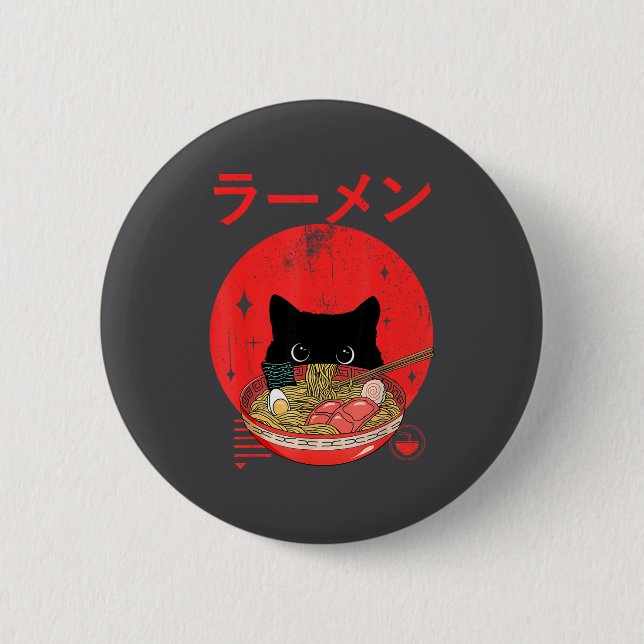 Cat Ramen Japanese Funny Graphic Tees Kawaii Cat A Knapp (Framsida)