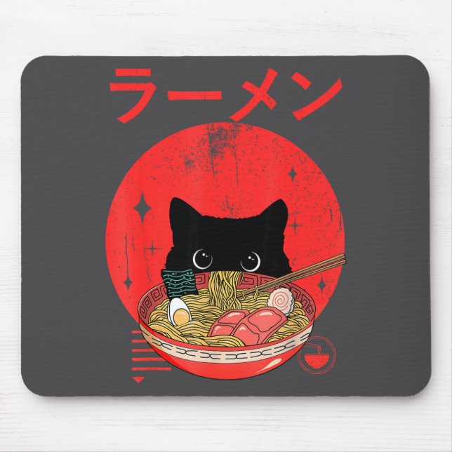 Cat Ramen Japanese Funny Graphic Tees Kawaii Cat A Musmatta (Framsidan)