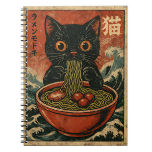 Cat Ramen Japansk Funny Graphic Kawaii Cat Anime Anteckningsbok